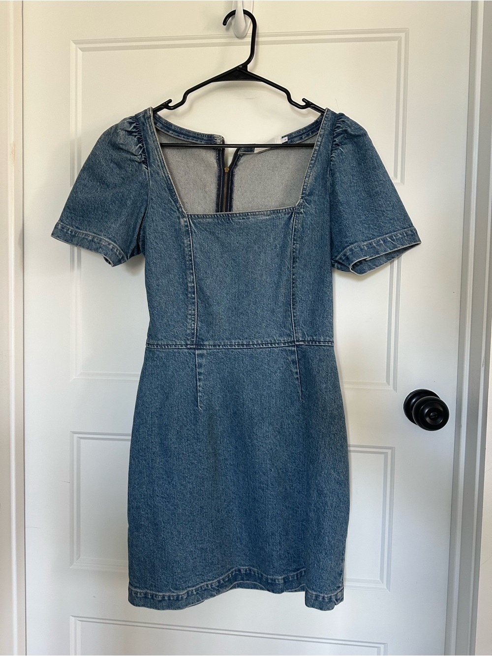 Boyish Denim Square-Neck Mini Dress